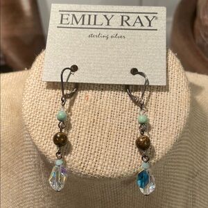 Emily Ray Sterling Silver Earrings with Blue and Brown Accents